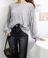 シャーリングブラウス 長袖トップス韓国風 袖シースルートップス レディース 裏地付き ギャザーブラウス 着やせ フェミニン重ね着インナー おしゃれプルオーバー春秋 86SSJL-019