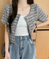 ツイード風ジャケットノーカラージャケット レディース パールボタン オフィス夏服 ショート丈アウター フォーマル カーディガン きれいめ羽織り サマージャケット夏 86SSJL-022