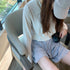 プリーツワイドパンツ2枚セット冷感タッチ セルフカット ロング丈 ショート丈 パンツセットアップ ウエストゴムボトムス ハイウエスト カジュアル 楽ちんパンツ韓国 86SUSHENG-001