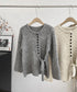 サイドリボンニットトップスボタンデザイン 長袖ニットセーター レディース 韓国風 大人可愛いニットカーディガン ベーシック 大人カジュアル 着やせ秋冬服 おしゃれ 86SXH-002