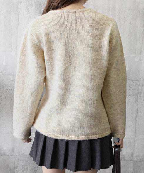 サイドリボンニットトップスボタンデザイン 長袖ニットセーター レディース 韓国風 大人可愛いニットカーディガン ベーシック 大人カジュアル 着やせ秋冬服 おしゃれ 86SXH-002