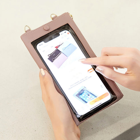 スマホショルダー 財布付き スマホポーチ スマホ 入れたまま操作 スマホバッグ 携帯電話 ショルダーポーチ 薄型長財布 カードケース おしゃれアイフォン収納 韓国 86TAOY-001