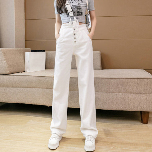 ワンショルダー サロペットデニムパンツ レディース ストレート サスペンダーパンツ 2way ジーンズ ジーパン 美脚 ハイウエスト オールインワン 韓国 86XANYT-008