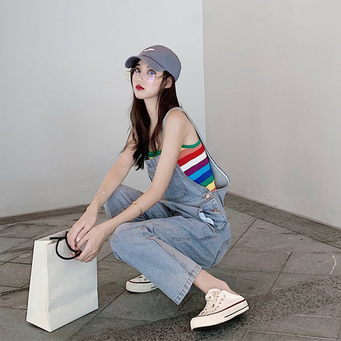 サロペット レディース デニムパンツ 美脚 オーバーオール オールインワン ロングパンツ ジーンズ ストレート ジーパン 韓国ファッション 大人ストリート風 86XANYT-011
