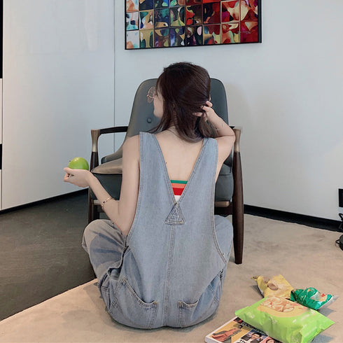 サロペット レディース デニムパンツ 美脚 オーバーオール オールインワン ロングパンツ ジーンズ ストレート ジーパン 韓国ファッション 大人ストリート風 86XANYT-011