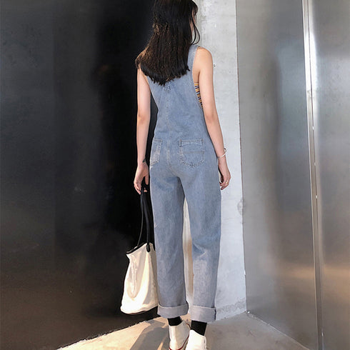 サロペット レディース デニムパンツ 美脚 オーバーオール オールインワン ロングパンツ ジーンズ ストレート ジーパン 韓国ファッション 大人ストリート風 86XANYT-011