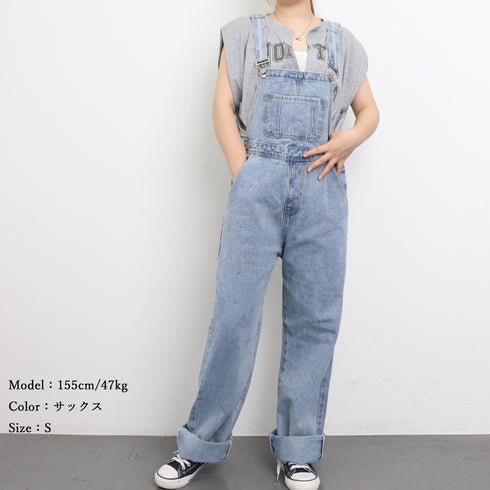 サロペット レディース デニムパンツ 美脚 オーバーオール オールインワン ロングパンツ ジーンズ ストレート ジーパン 韓国ファッション 大人ストリート風 86XANYT-011