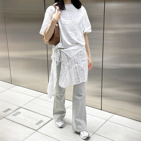 立体ロゴtシャツ 韓国チュニックロンT プルオーバー 着やせ ビッグtシャツ ゆったり おしゃれ カットソー 半袖 トップス 大人カジュアル Tシャツ 86XANYT-012