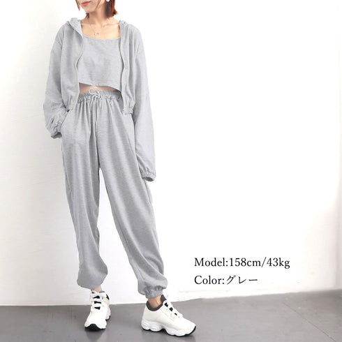 スウェット 3点セット レディース韓国 おしゃれ ジャージセットアップ フード付き リラックスウエア 上下セット ジップアップパーカーセット 秋服 部屋着 86XANYT-018