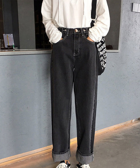 ストレートデニムパンツ ウエスト調整可能 ハイウエストセミワイドデニム レディースジーンズ 春夏秋冬 体型カバーロングパンツ美脚 おしゃれ 着やせジーパン 韓国風 86XANYT-023