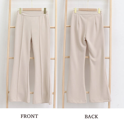美脚 セミフレアパンツ レディース 韓国 センターシーム ストレッチパンツ きれいめ ハイウエスト アンクルパンツ ブーツカット ロングパンツ 黒 春秋 無地 86XANYT-036