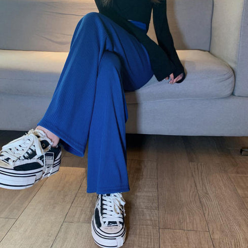 ドロスト ワイドパンツ リブ レディース ゆったり 美脚 イージーパンツ ウエストゴム 楽ちん リラックス ボトムス カジュアル ロングパンツ 韓国 ストリート 86XANYT-044