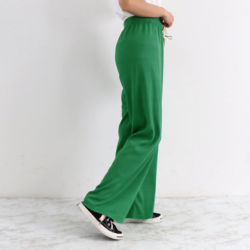 ドロスト ワイドパンツ リブ レディース ゆったり 美脚 イージーパンツ ウエストゴム 楽ちん リラックス ボトムス カジュアル ロングパンツ 韓国 ストリート 86XANYT-044