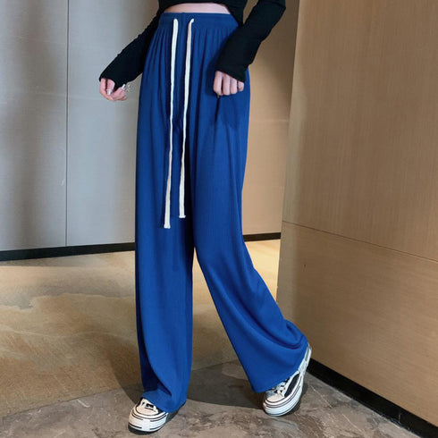 ドロスト ワイドパンツ リブ レディース ゆったり 美脚 イージーパンツ ウエストゴム 楽ちん リラックス ボトムス カジュアル ロングパンツ 韓国 ストリート 86XANYT-044