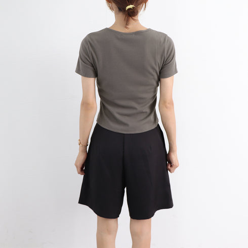 サマー ニットtシャツ レディース 韓国 Vネックトップス 半袖 カットソー ロゴt ショート丈 薄手 ニットトップス夏服 かわいい Tシャツ おしゃれ お洒落 86XANYT-052