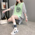 ロゴ チュニック 夏ロングTシャツ 半袖 レディース プルオーバー イレギュラーヘム ビッグtシャツ ストライプ 切り替え シャツブラウス サイドスリット袖フリル 86XANYT-056