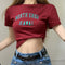 ショート丈トップス レディース へそ出し セクシー クロップド丈 tシャツ ロゴプリント 半袖カットソー クルーネックオシャレダンス衣装 着やせTシャツ レトロ風 86XANYT-057
