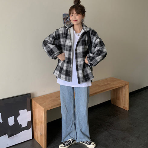 チェック柄シャツ 裏ボア ジャケット秋冬 レディース 裏起毛 カジュアル ライトアウター 長袖 おしゃれ 防寒上着 暖かい 羽織りもの 韓国風 厚手ネルシャツ開襟 86XANYT-066