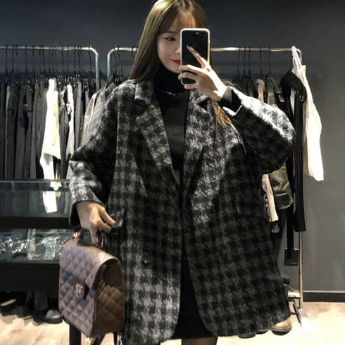千鳥格子柄 ジャケット 中綿コート 秋冬 レディース おしゃれ九分袖 冬アウター 韓国ファッション ショートコート防寒 ゆったり 体型カバー チェスターコート細身 86XANYT-070