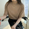 ハイネック半袖tシャツ レディース 薄手 ゆったりカットソー オフィスカジュアル トップス シンプル プルオーバー 無地Tシャツ ベーシック 着回しトップス春秋夏 86XANYT-075