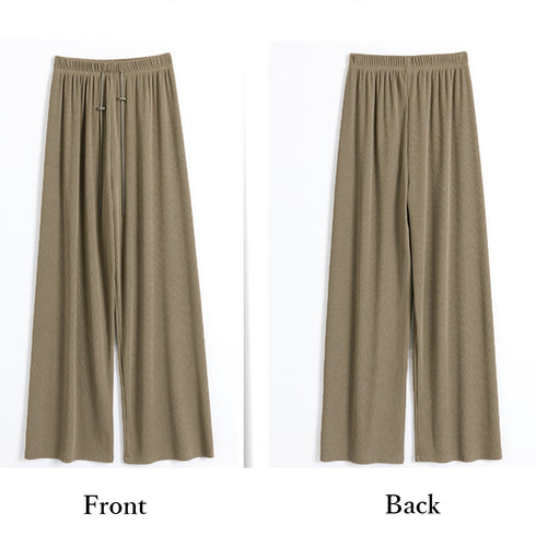 セミワイドパンツハイウエストロングパンツ レディース 冷感タッチサマーパンツ カジュアル ワイドレッグズボン 通勤通学ストレートパンツ ウエストゴム ボトムス春夏 86XANYT-076