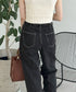 ハイウエストデニムパンツ ウエストボタン 定番デニム ストレートパンツ ウエスト調節可 セミワイドデニム 着やせパンツ 美脚脚長ボトムス 韓国風ジーパン 春夏秋冬 86XANYT-077