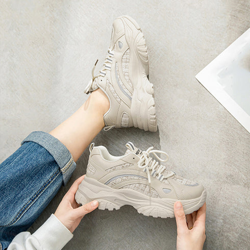 ダッドスニーカー レディース 韓国風厚底 ボリュームソール スニーカー 反射素材 スポーツ靴 美脚脚長 カジュアル 配色 ダッドシューズ疲れにくい オールシーズン 86XBX-001