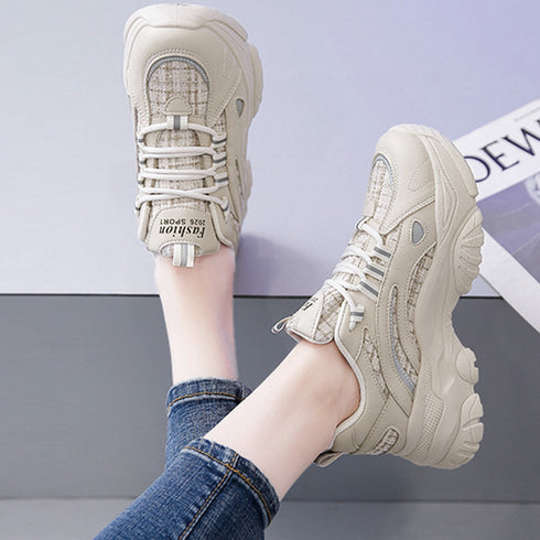 ダッドスニーカー レディース 韓国風厚底 ボリュームソール スニーカー 反射素材 スポーツ靴 美脚脚長 カジュアル 配色 ダッドシューズ疲れにくい オールシーズン 86XBX-001