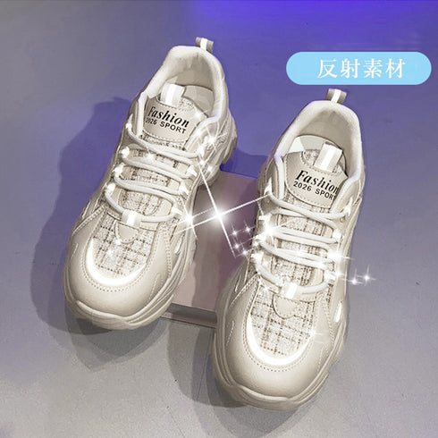 ダッドスニーカー レディース 韓国風厚底 ボリュームソール スニーカー 反射素材 スポーツ靴 美脚脚長 カジュアル 配色 ダッドシューズ疲れにくい オールシーズン 86XBX-001