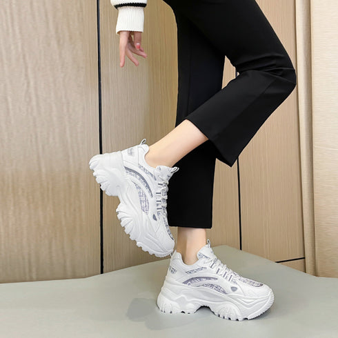 ダッドスニーカー レディース 韓国風厚底 ボリュームソール スニーカー 反射素材 スポーツ靴 美脚脚長 カジュアル 配色 ダッドシューズ疲れにくい オールシーズン 86XBX-001