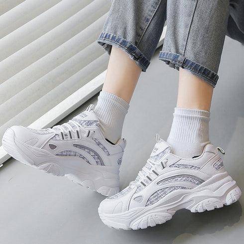 ダッドスニーカー レディース 韓国風厚底 ボリュームソール スニーカー 反射素材 スポーツ靴 美脚脚長 カジュアル 配色 ダッドシューズ疲れにくい オールシーズン 86XBX-001