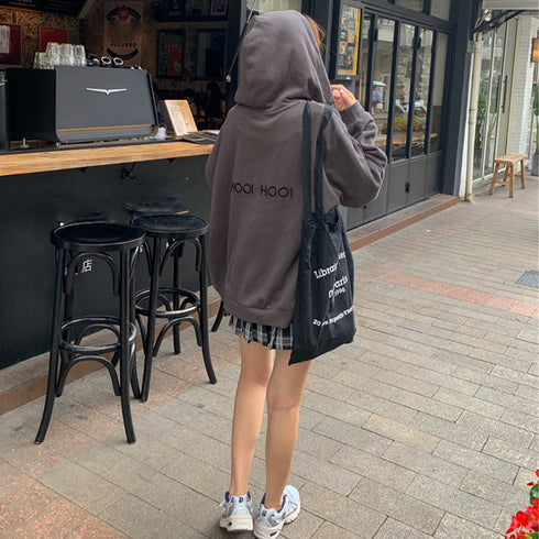 ジップアップパーカーレディーススウェット 薄手 ゆったり フード付きアウター 体型カバー BF風フーディー カジュアルトップス ロゴZIPパーカー 韓国羽織り長袖 86XHUAID-002