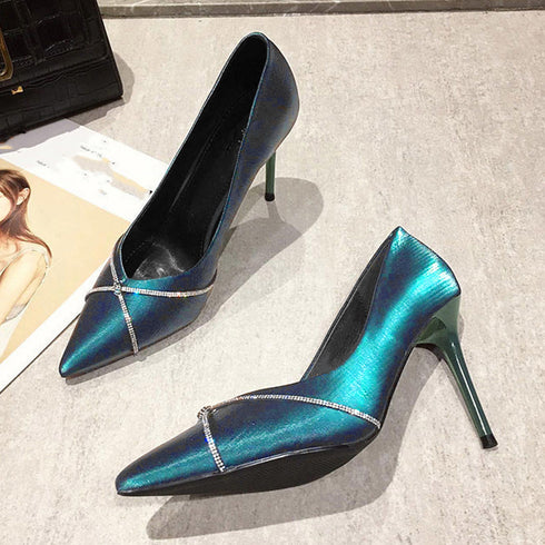ハイヒールパンプス サテン生地 痛くない レディース ピンヒールパンプス ポインテッドトゥ 結婚式 フェミニン きれいめ パーティーシューズ お呼ばれ靴 上品 86XICI-001