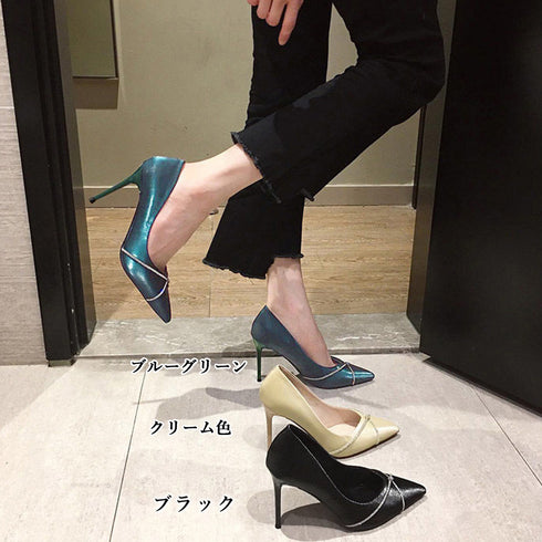 ハイヒールパンプス サテン生地 痛くない レディース ピンヒールパンプス ポインテッドトゥ 結婚式 フェミニン きれいめ パーティーシューズ お呼ばれ靴 上品 86XICI-001