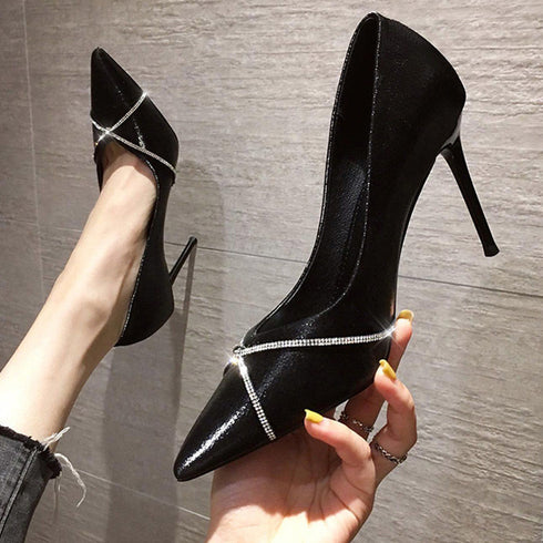 ハイヒールパンプス サテン生地 痛くない レディース ピンヒールパンプス ポインテッドトゥ 結婚式 フェミニン きれいめ パーティーシューズ お呼ばれ靴 上品 86XICI-001