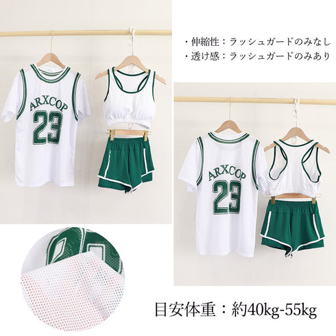 水着3点セット 韓国風 フィットネス水着 スポーティーセパレート水着 オーバーTシャツ タンキニタンク ショートパンツ スイムウェア 着やせ 運動風体型カバー水着 86XINNI-001