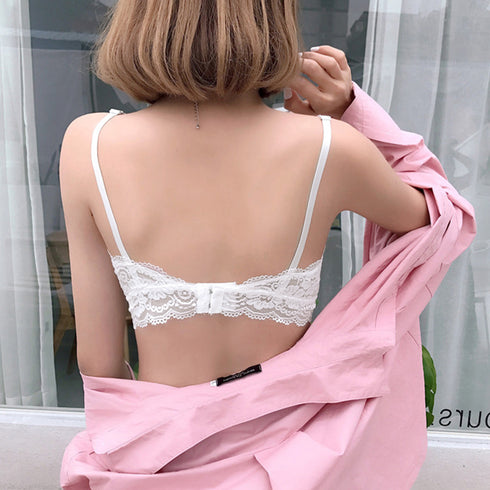 ブラジャー ノンワイヤー 盛りブラ 韓国 セクシーランジェリー マカロニコードブラ 小胸盛れる ブラトップ スカラップレース 花柄ナイトブラ 脇高 勝負下着女子 86YALIFEN-003
