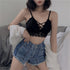 ブラジャー ノンワイヤー 盛りブラ 韓国 セクシーランジェリー マカロニコードブラ 小胸盛れる ブラトップ スカラップレース 花柄ナイトブラ 脇高 勝負下着女子 86YALIFEN-003