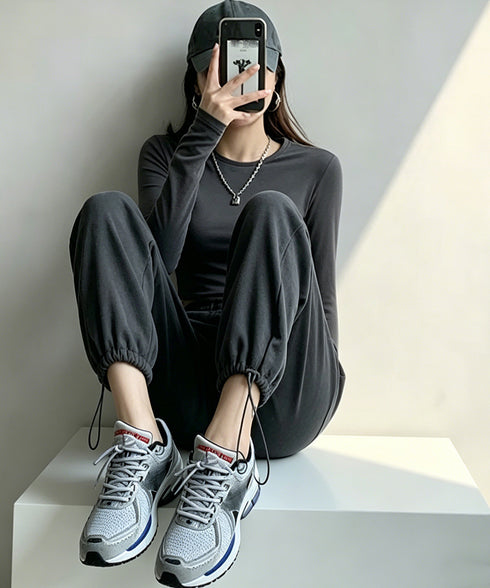 韓国 スウェットパンツ レディース 新作 ドローストリング ジョガーパンツ スウェット ウエストゴム パンツ ゆったり ランニングウェア オルチャン ファッション 86YIFANGE-001