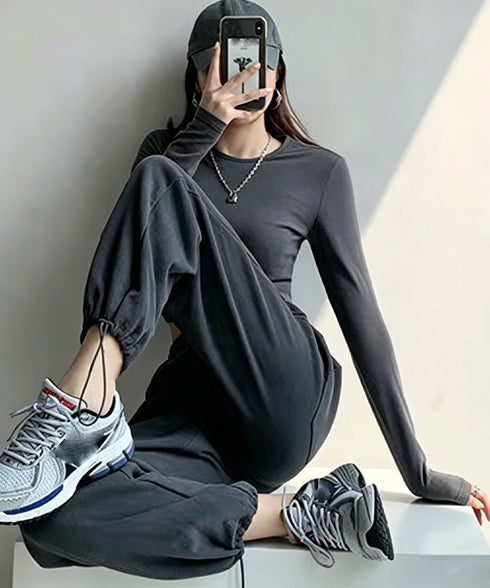 韓国 スウェットパンツ レディース 新作 ドローストリング ジョガーパンツ スウェット ウエストゴム パンツ ゆったり ランニングウェア オルチャン ファッション 86YIFANGE-001