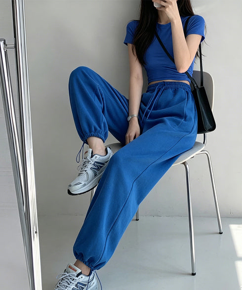 韓国 スウェットパンツ レディース 新作 ドローストリング ジョガーパンツ スウェット ウエストゴム パンツ ゆったり ランニングウェア オルチャン ファッション 86YIFANGE-001