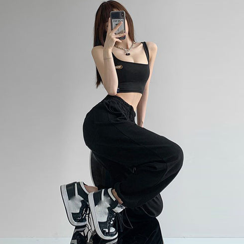 韓国 スウェットパンツ レディース 新作 ドローストリング ジョガーパンツ スウェット ウエストゴム パンツ ゆったり ランニングウェア オルチャン ファッション 86YIFANGE-001