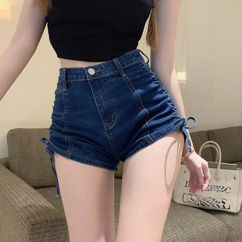 ドロスト デニムショートパンツ 夏 美脚 レディース セクシー ハイウエスト デニム短パン 可愛い ホットパンツ 脚長 おしゃれ ジーパン オルチャン 春夏サマー 86YIFANGE-002