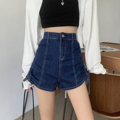 ドロスト デニムショートパンツ 夏 美脚 レディース セクシー ハイウエスト デニム短パン 可愛い ホットパンツ 脚長 おしゃれ ジーパン オルチャン 春夏サマー 86YIFANGE-002