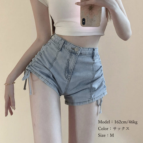ドロスト デニムショートパンツ 夏 美脚 レディース セクシー ハイウエスト デニム短パン 可愛い ホットパンツ 脚長 おしゃれ ジーパン オルチャン 春夏サマー 86YIFANGE-002