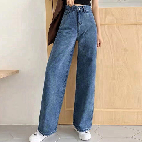 デニムワイドパンツハイウエストレディース ロングパンツ レディース ストレートパンツ カジュアル ズボン 韓国風 ジーンズ ゆったり ボトムス 春夏 ロールアップ 86YIFANGE-003