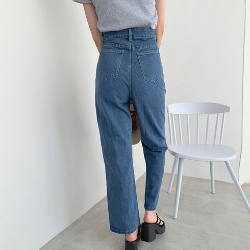 デニムワイドパンツハイウエストレディース ロングパンツ レディース ストレートパンツ カジュアル ズボン 韓国風 ジーンズ ゆったり ボトムス 春夏 ロールアップ 86YIFANGE-003