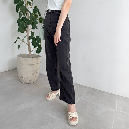 デニムワイドパンツハイウエストレディース ロングパンツ レディース ストレートパンツ カジュアル ズボン 韓国風 ジーンズ ゆったり ボトムス 春夏 ロールアップ 86YIFANGE-003