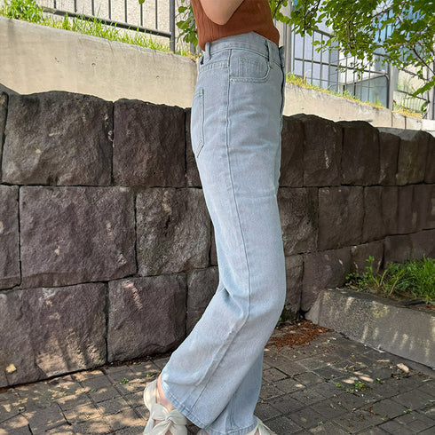 デニムワイドパンツハイウエストレディース ロングパンツ レディース ストレートパンツ カジュアル ズボン 韓国風 ジーンズ ゆったり ボトムス 春夏 ロールアップ 86YIFANGE-003
