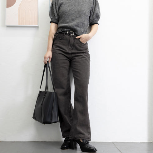 デニムワイドパンツハイウエストレディース ロングパンツ レディース ストレートパンツ カジュアル ズボン 韓国風 ジーンズ ゆったり ボトムス 春夏 ロールアップ 86YIFANGE-003